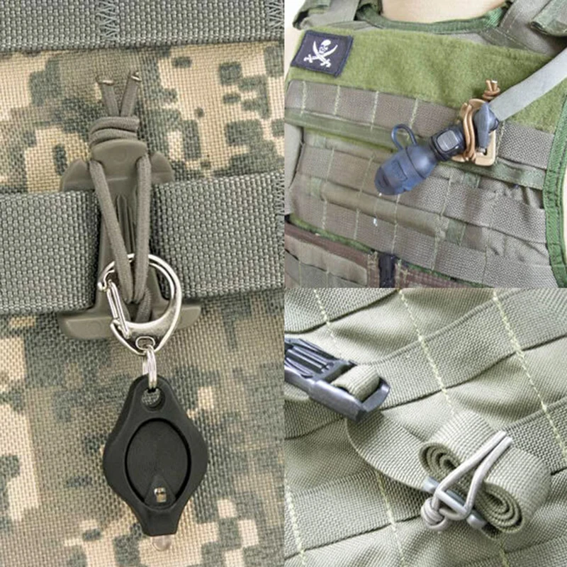 1Pc Tactical Dominator Elastic Cord Hang Buckle Clip PALS MOLLE EDC Webbing