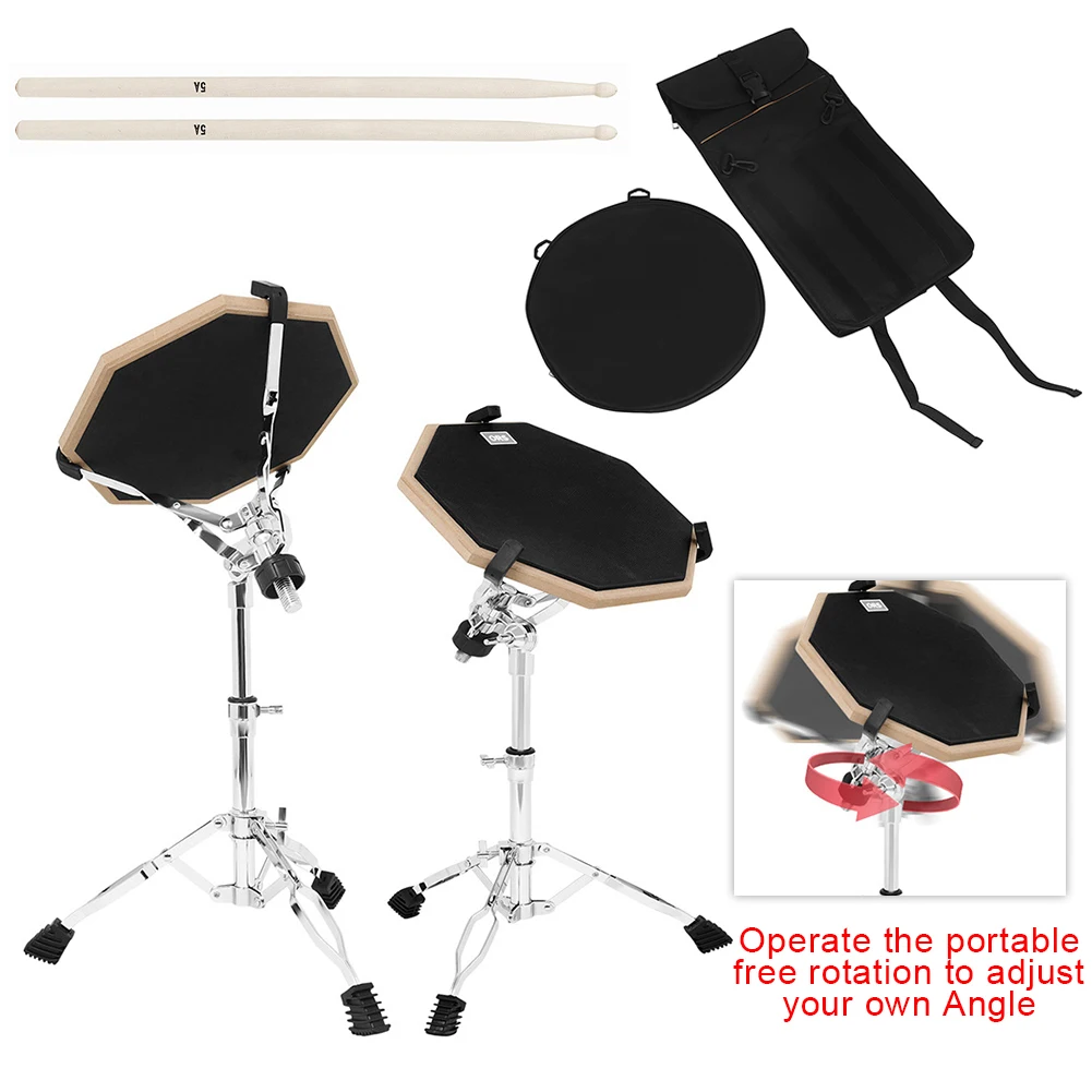 

Drum Practice Pad Set with Adjustable Stand Drum Sticks Backpack Dumb Drum Practice Training Drum Pad for Adults and Kids