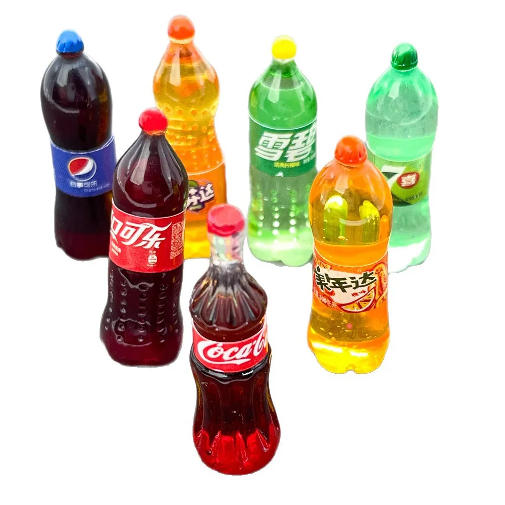 5 szt. Symulacja jedzenia i zabawy, model butelki napoju Cola, akcesoria z żywicy, DIY etui na telefon komórkowy, dziurkowane buty, kwiaty, akcesoria do włosów.