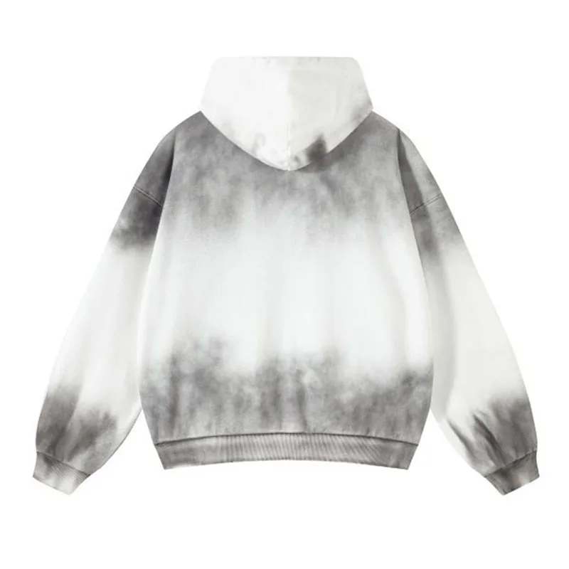 High Street Oversized Vintage Hoodies Distressed Wash Drop Shoulder Hooded Sweatshirts 100% Cotton Loose Hoody