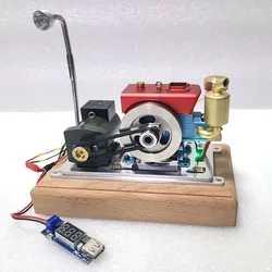 Micro Diesel Engine Model Gasoline Engine with Generator 12v Mini Simulation Engine Model Toy