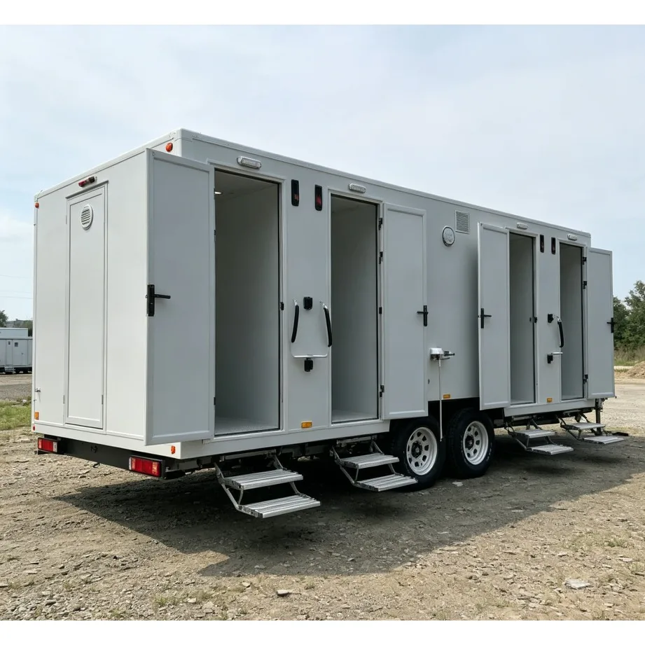 Good Selling Luxury 4 Stall Mobile Bathroom Restroom Trailers Portable Toilet Outdoor Portable Restrooms Trailer  for Sale