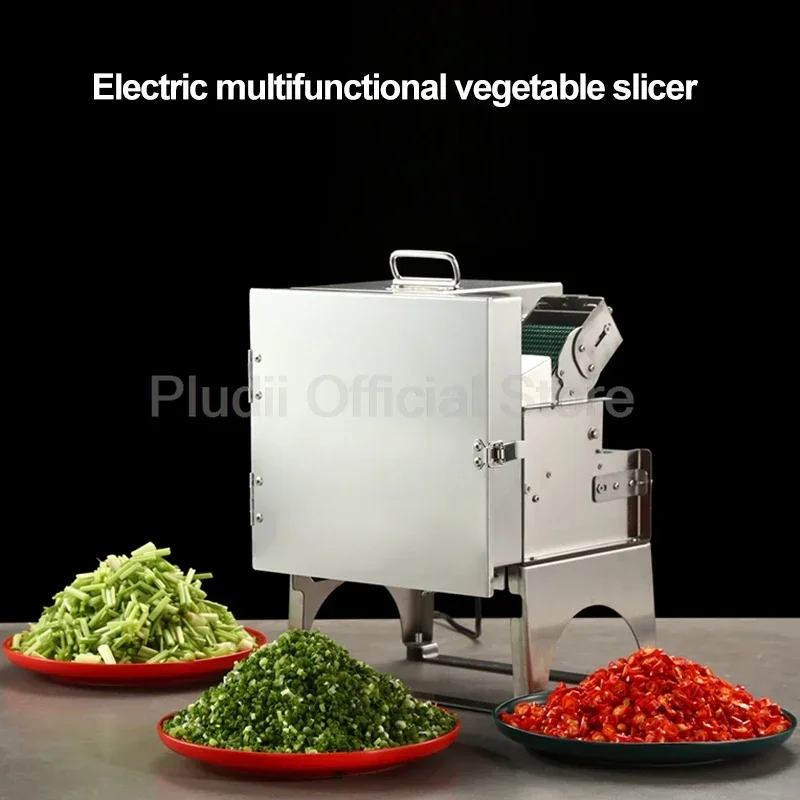 

Top Quality150KG/H Commercial Green Onion Cutter 1-40MM Adjustable Thickness Electric Multifunction Vegetable Slicer For Restaur