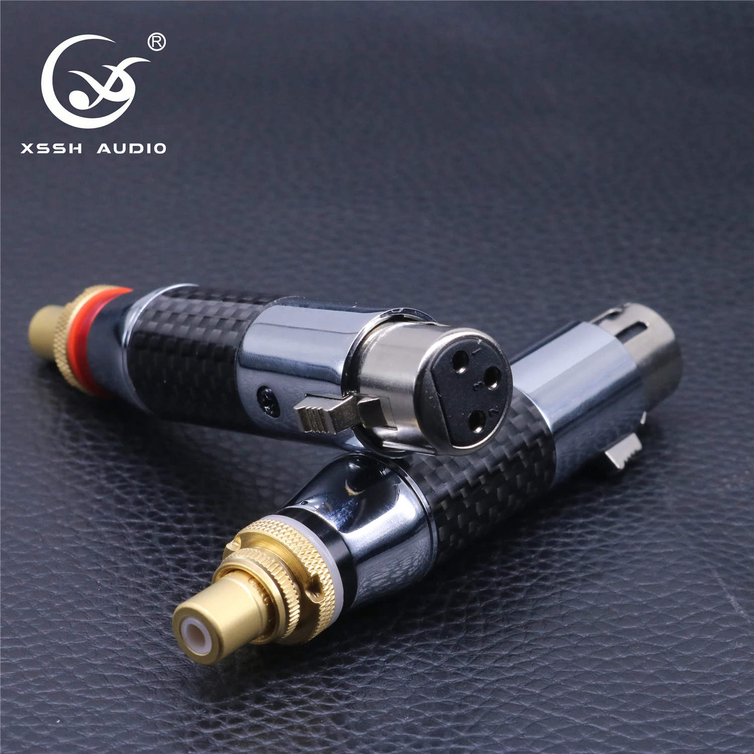 4Pcs 3Pins Connector แจ็ค XSSH เสียงสีดำคาร์บอนไฟเบอร์ Tellurium ทองแดง RCA Gold Plated โรเดียมสำหรับท่านชายหญิง XLR To อะแดปเตอร์ RCA
