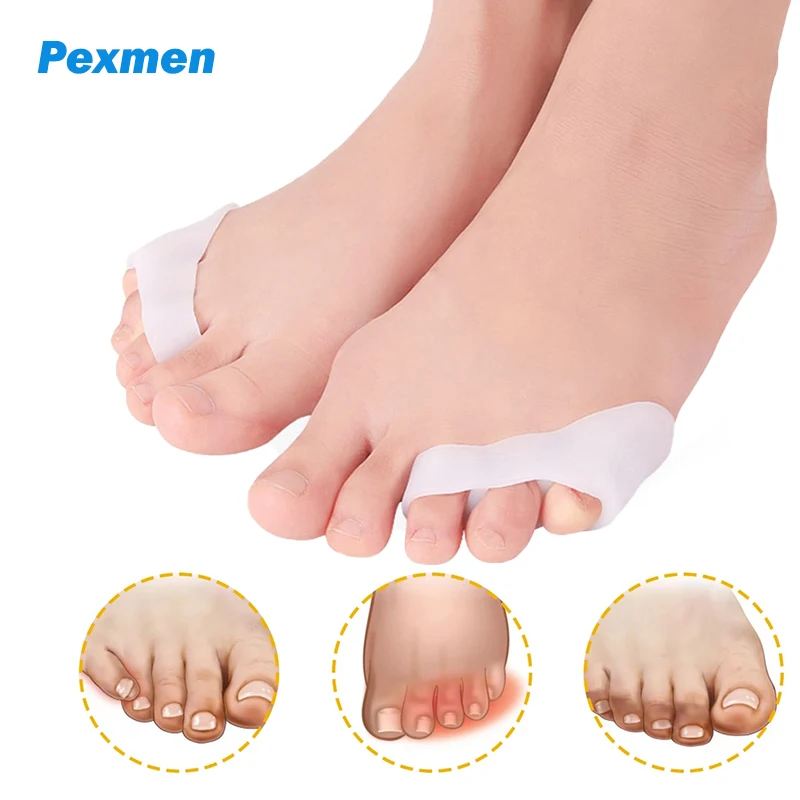 Pexmen 2Pcs/Pair Gel Pinky Toe Separator Protectors Overlapping Toe Separate and Protect Spacers for Pain Relief Foot Care Tool