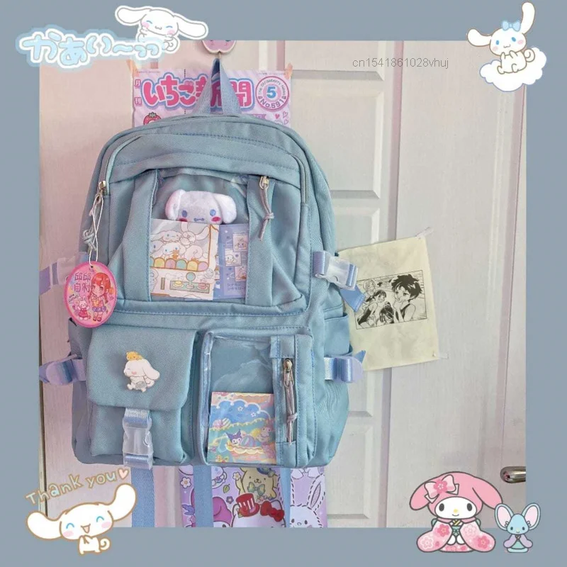 Y2k Sanrio Kuromi moja melodia plecak rekreacyjny o dużej pojemności plecak podróżny kobiety Kawaii Cartoon Cinnamoroll Student tornister