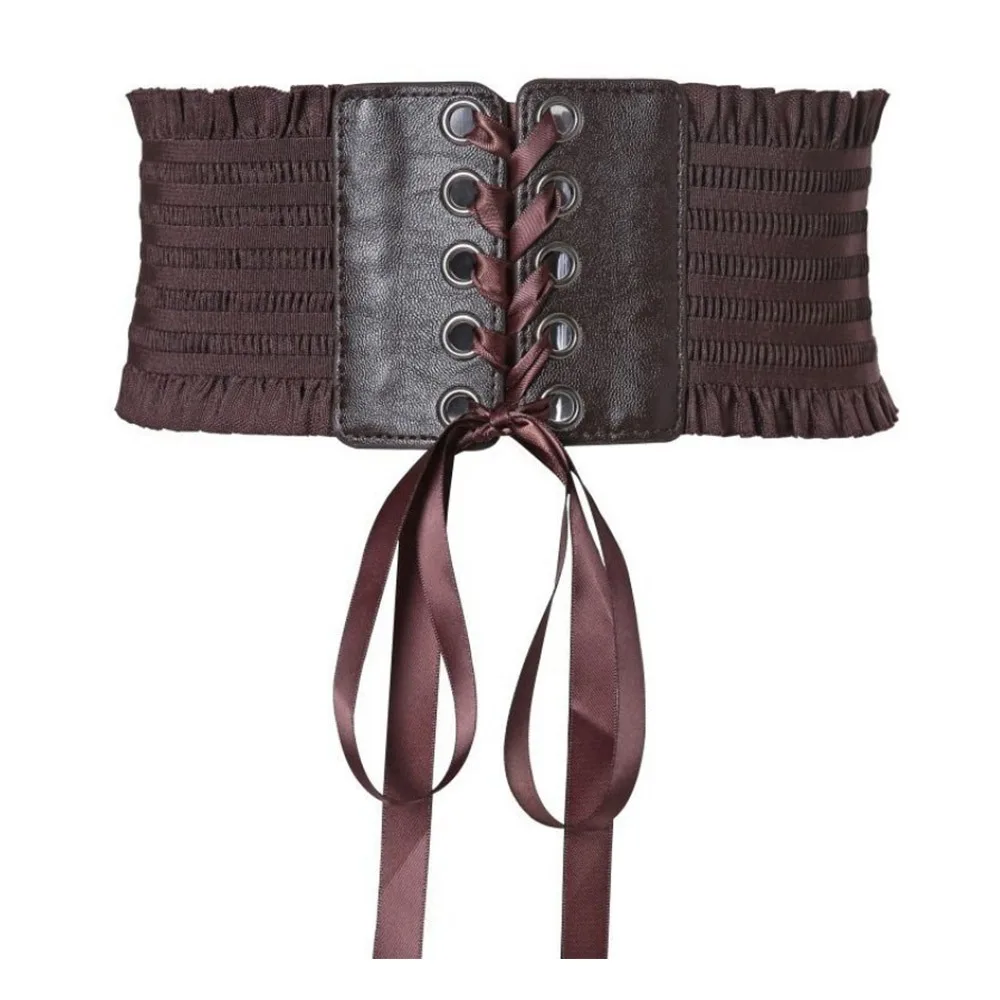 

Wide Corset Waist Belt Stretchy PU Leather Silk Elastic Cummerbunds DIY Decorative Waist Bands For Women Lady Girl Bridal