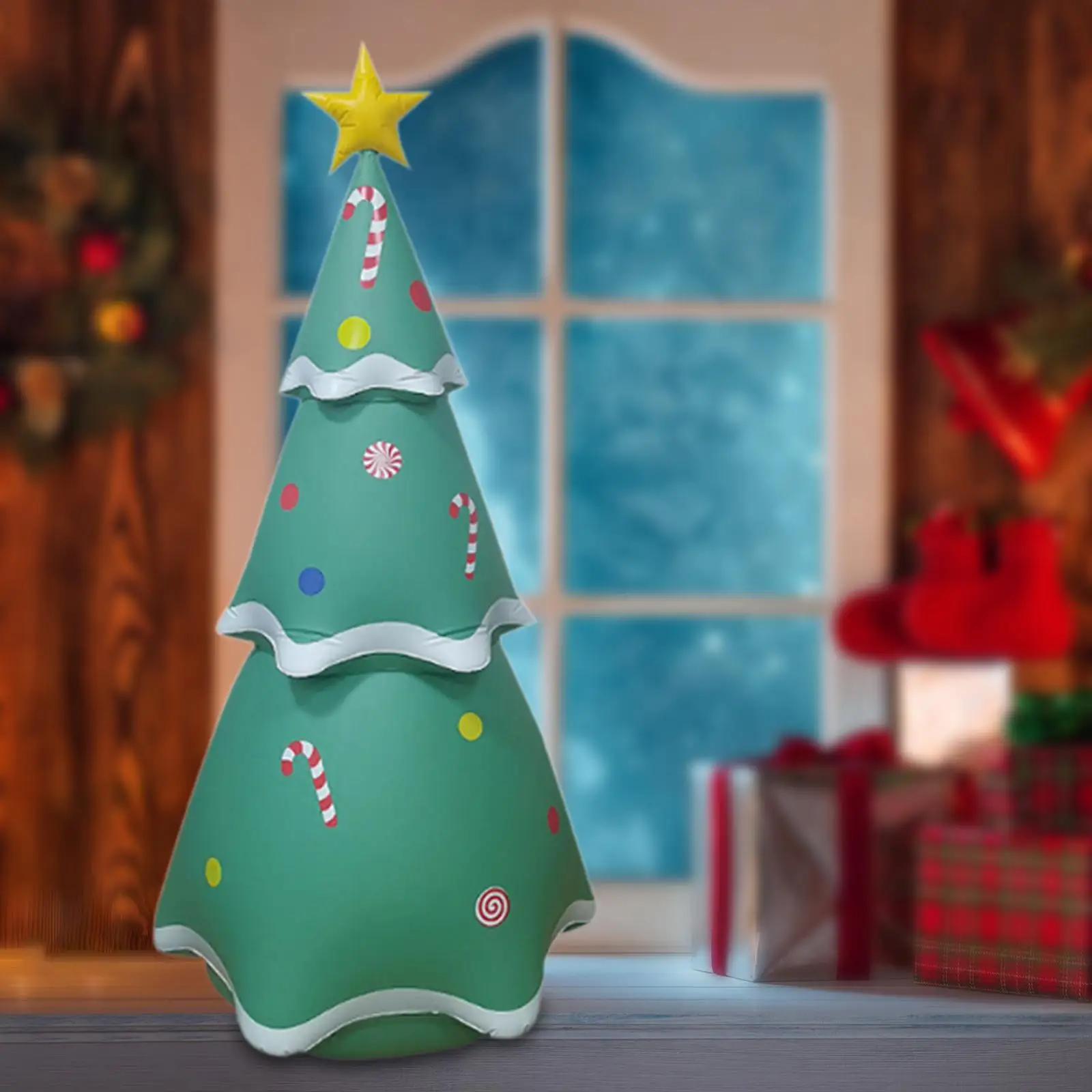 

Inflatable Christmas Tree Holiday Gift with LED Light for Party Patio Lawn