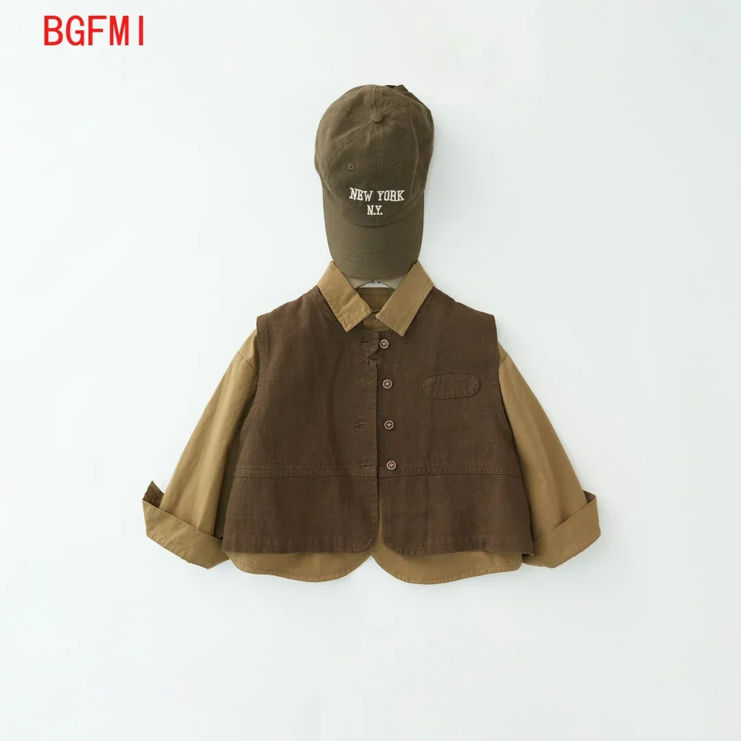 Boys Cotton Set Spring Autumn 2024 New Children's Baby Vest+ Shirt+ Corduroy Pants Korean Casual 3pcs Sets Kids Clothes Boys