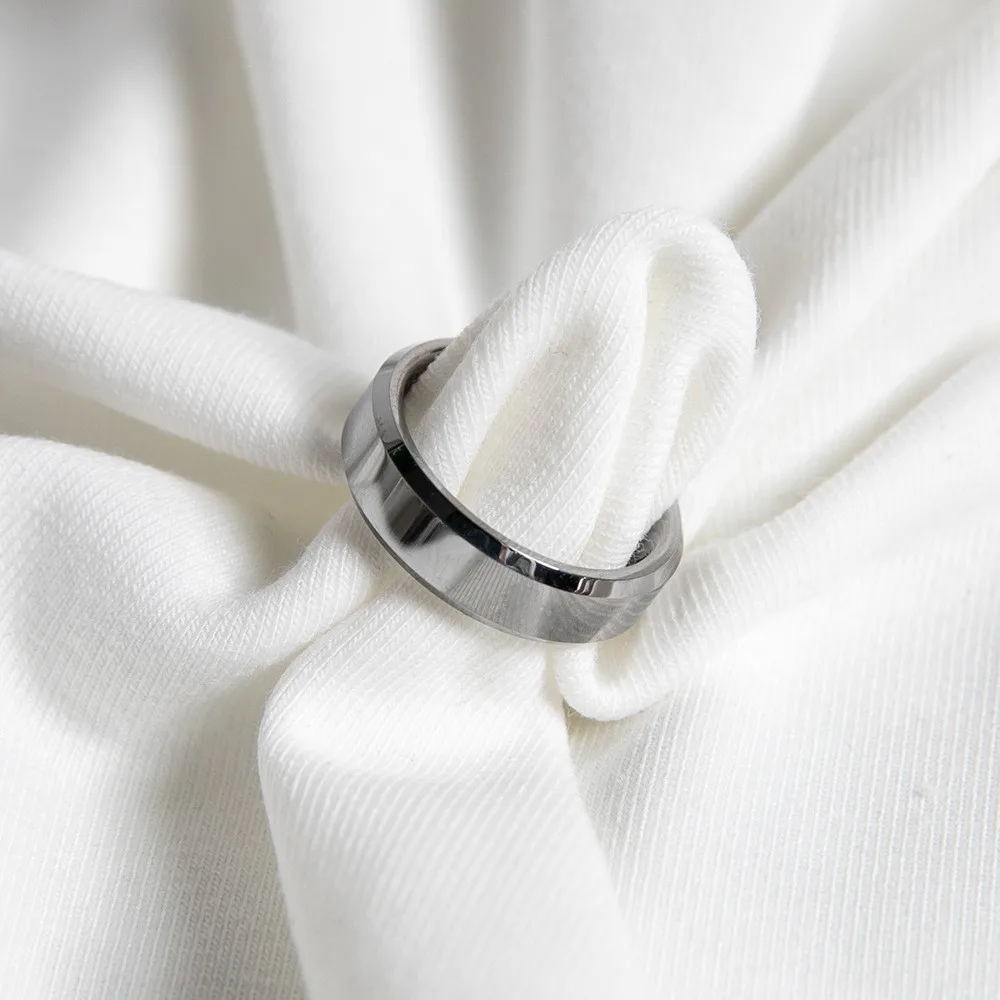 Mode 4/6mm männer Silber Wolfram Ringe Rime Gemusterten Meteorit Seide Verlobungsring für frauen Valentinstag geschenke Schmuck – Detail 3