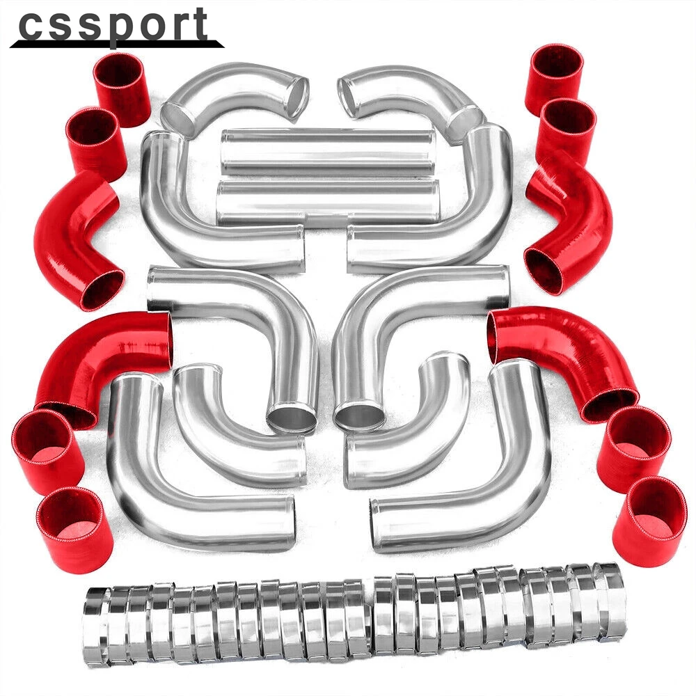 

12x 2.5" Universal Aluminum Turbo Intercooler Elbow Pipe Kit+Silicone Hose+Clamp