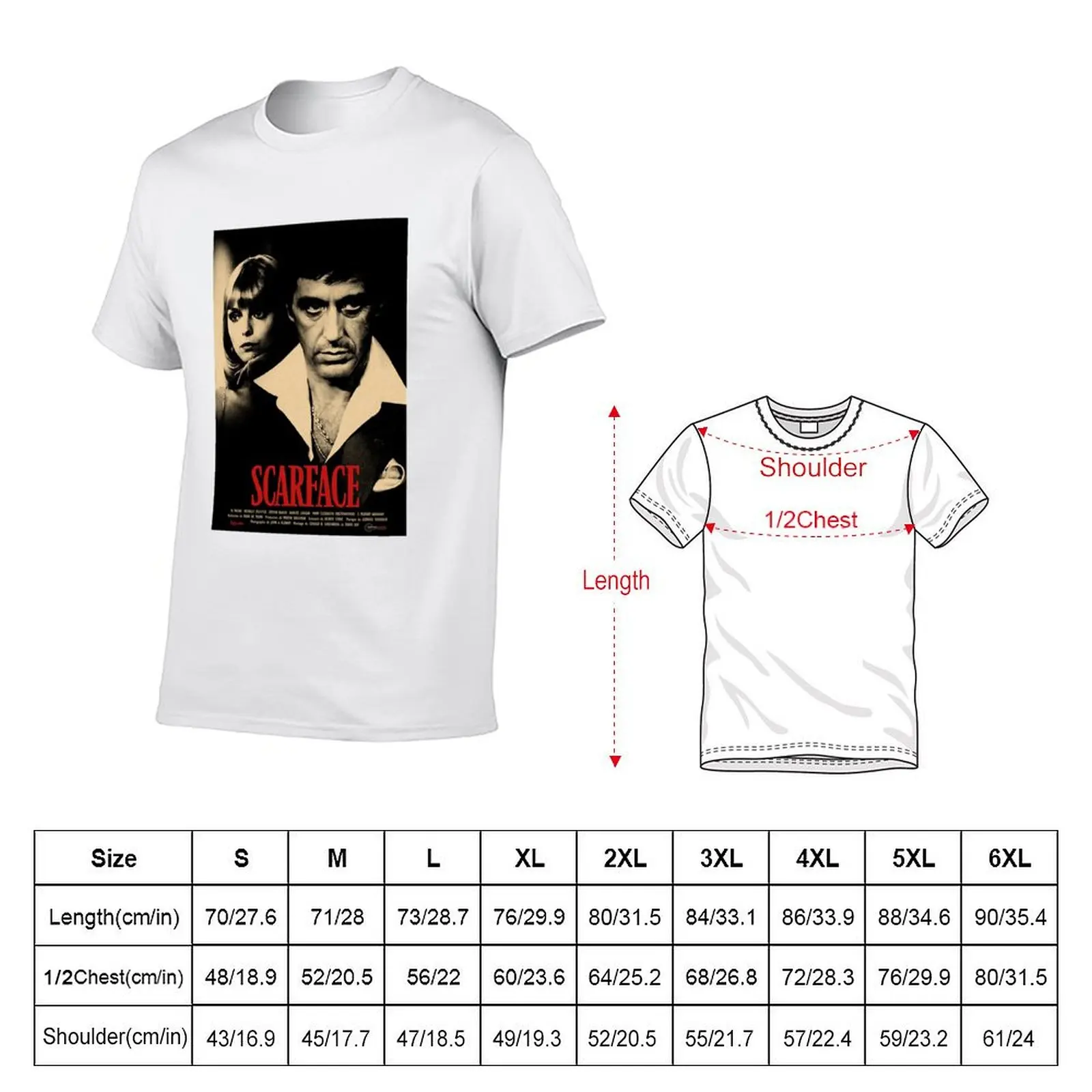 Funny Men Scárfáce Al Pacino Kraft Paper T-Shirt Large Size Casual Tee Shirt