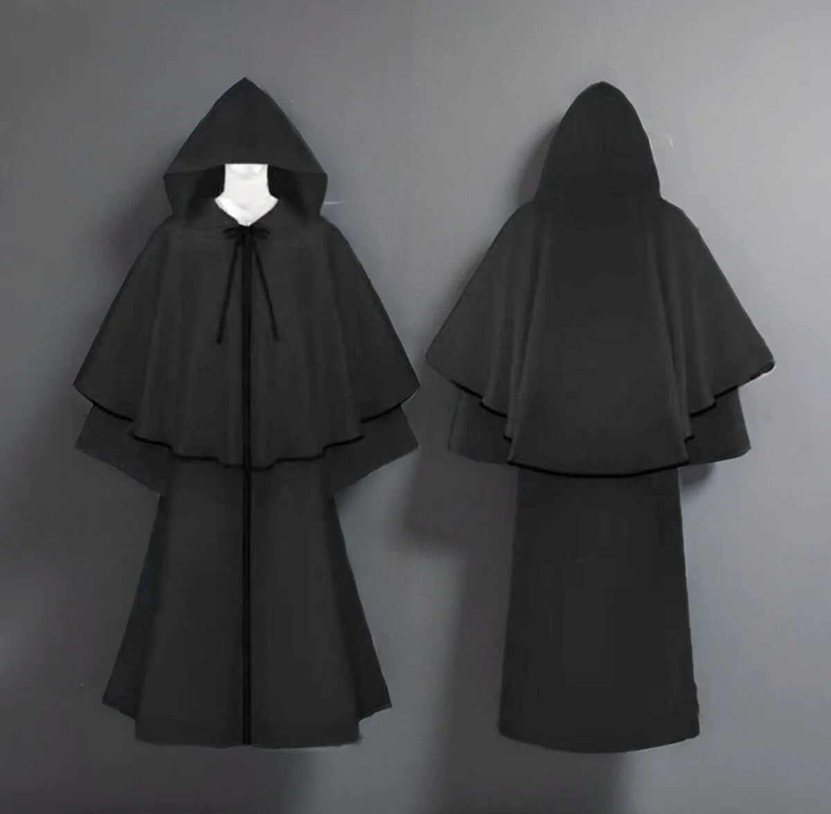 

Medieval Church Hooded Long Sve Robe Renaissance loween Witch Death God Performance Props Long Gown Cloak Women's Faion