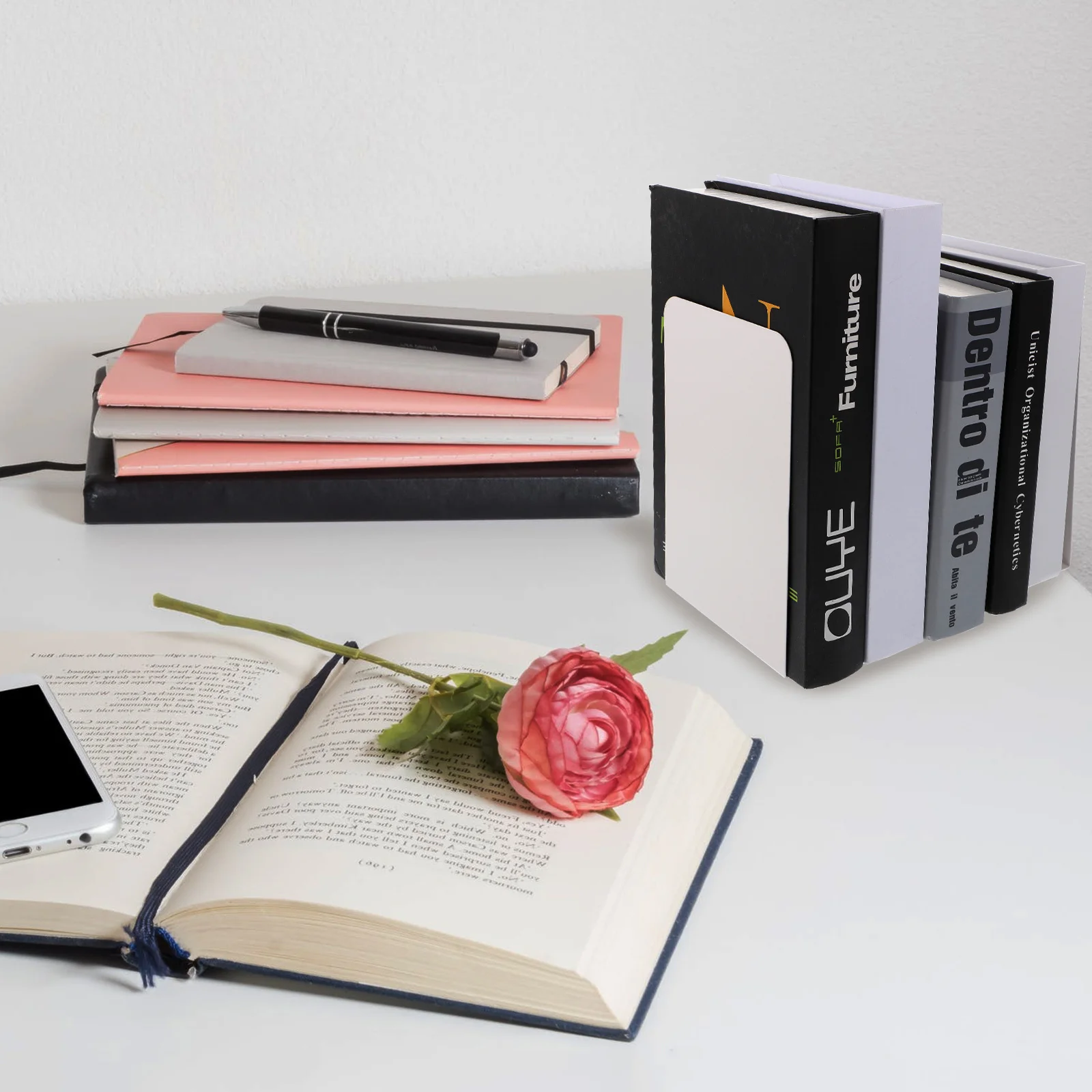 2 قطعة الدفتين المعدنية بسيطة منظم سطح المكتب للمنزل مكتب طالب المجلات Cd الرف ديكور الحديد الدفتين #1