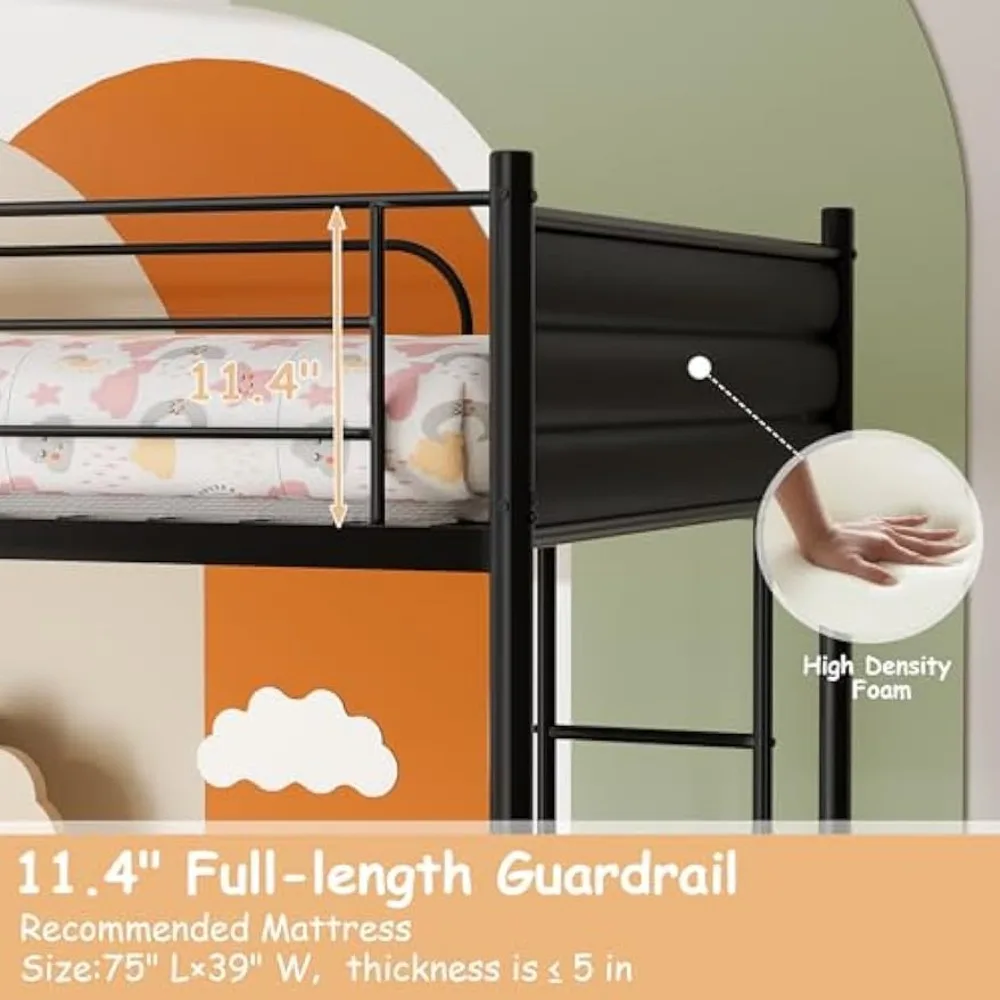 Metall Etagen bett Twin über Twin, umwandelbar in 2 einzelne Twin Etagen betten Kinder Erwachsene, Twin Size Bett mit abnehmbarer Leiter