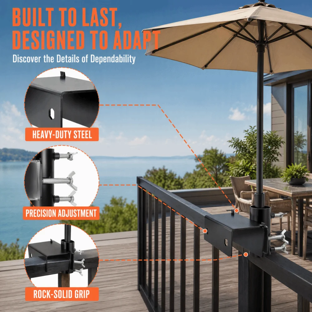 Adjustable Umbrella Clamp Bracket Anti-rust Water-proof Deck Umbrella Mount Heavy Duty Shock-proof Parasol Fixing Clip Bleachers
