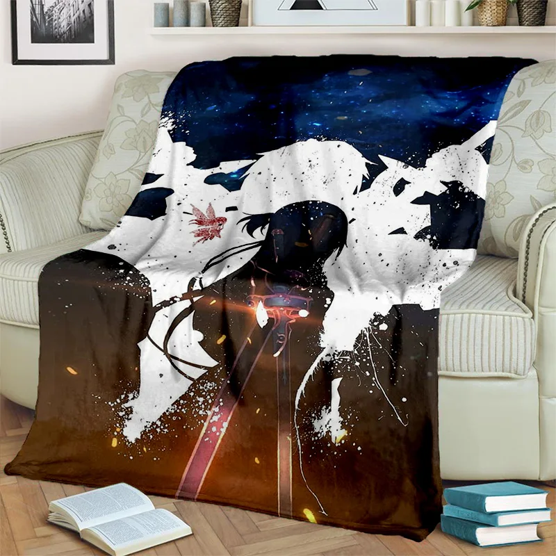Sword Art Online SAO Novel Cartoon Blanket,Soft Throw Blanket for Home Bedroom Bed Sofa Picnic Travel Office Cover Blanket Kids