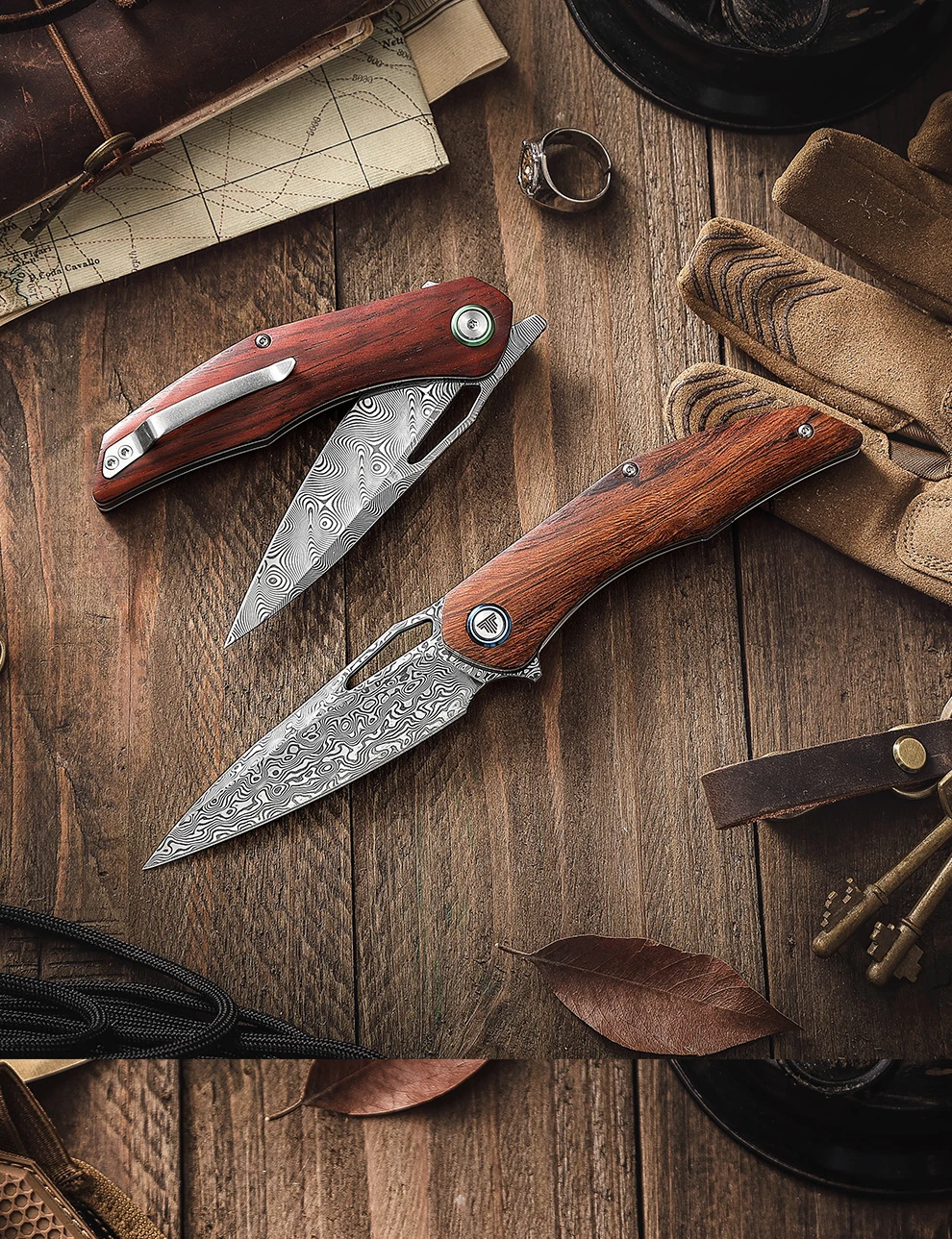 

TRIVISA EDC Pocket Folding Knife 110 layers Damascus Blade lronwood Handle Camping Cutting Outdoor Survival High Quality Tools