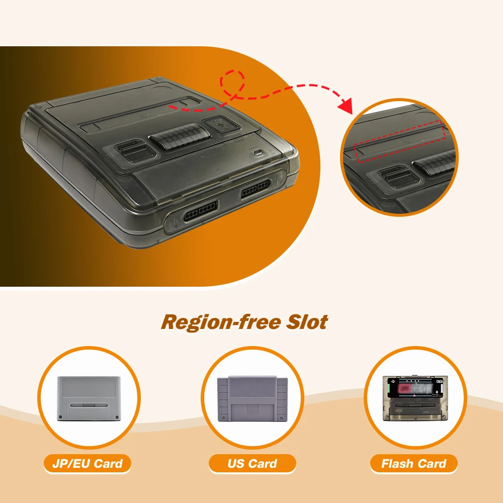 Bitfunx SFC Replacement Case Transparent Shell For Super Famicom Console Super NES Game Console