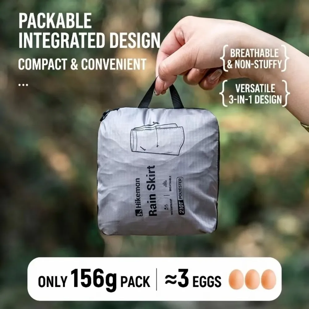 3-in-1 Hiking Rain Skirt Ultralight Multipurpose Split Rain Gear Wear-resistant Breathable Rain Poncho