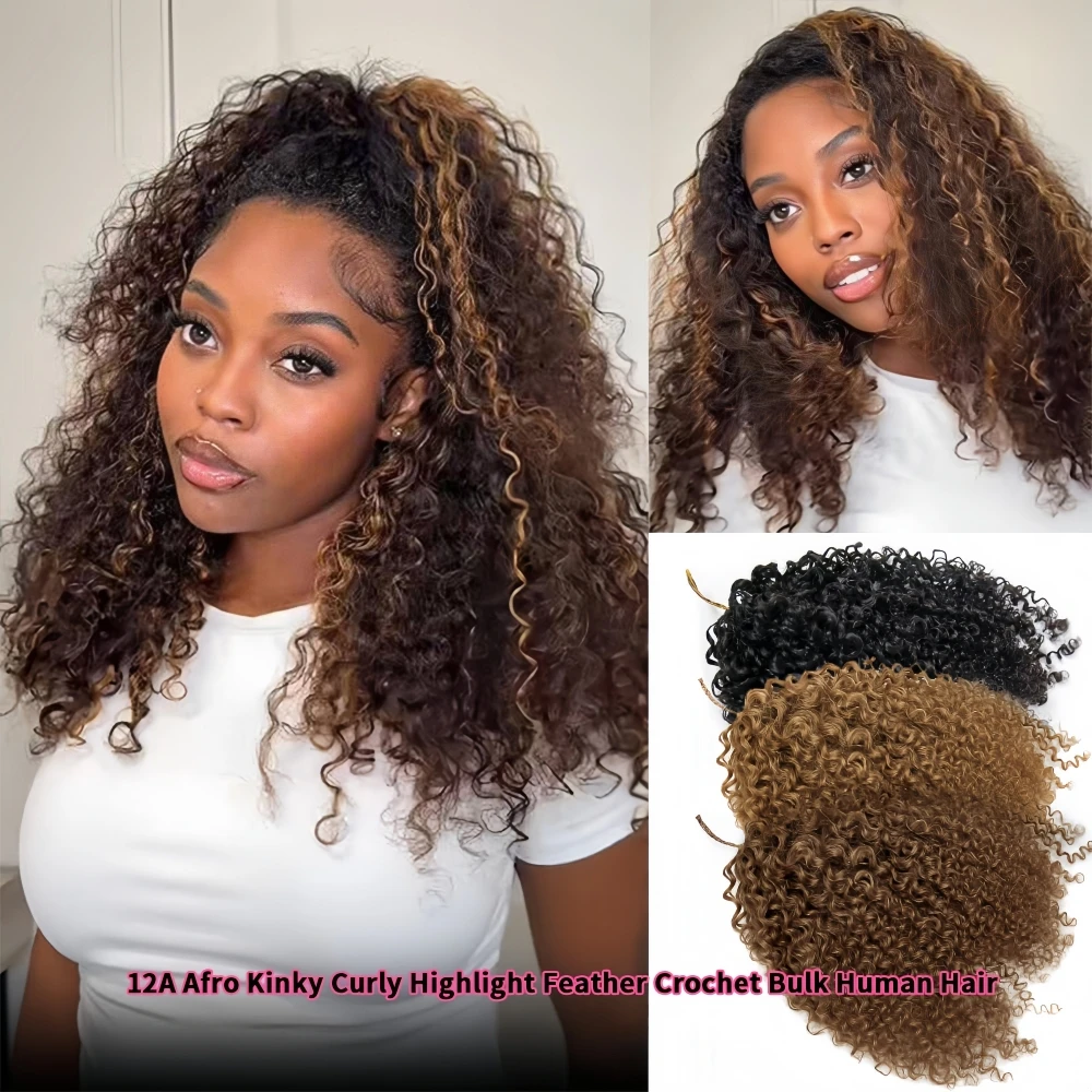 

Коричневые блики, предварительно закрученные многоразовые наращивание человеческих волос с перьями, предварительно разделенные афро-кудрявые вьющиеся человеческие волосы со шнурком