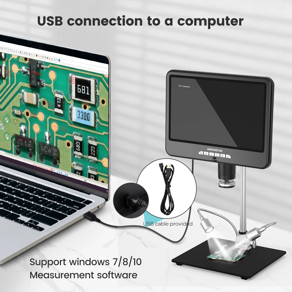 Andonstar 10 Cal UHD 2160P HDMI mikroskop cyfrowy AD207S 10Pro z długim obiekcie odległość do PCB lutowania mikroskop narzędzia