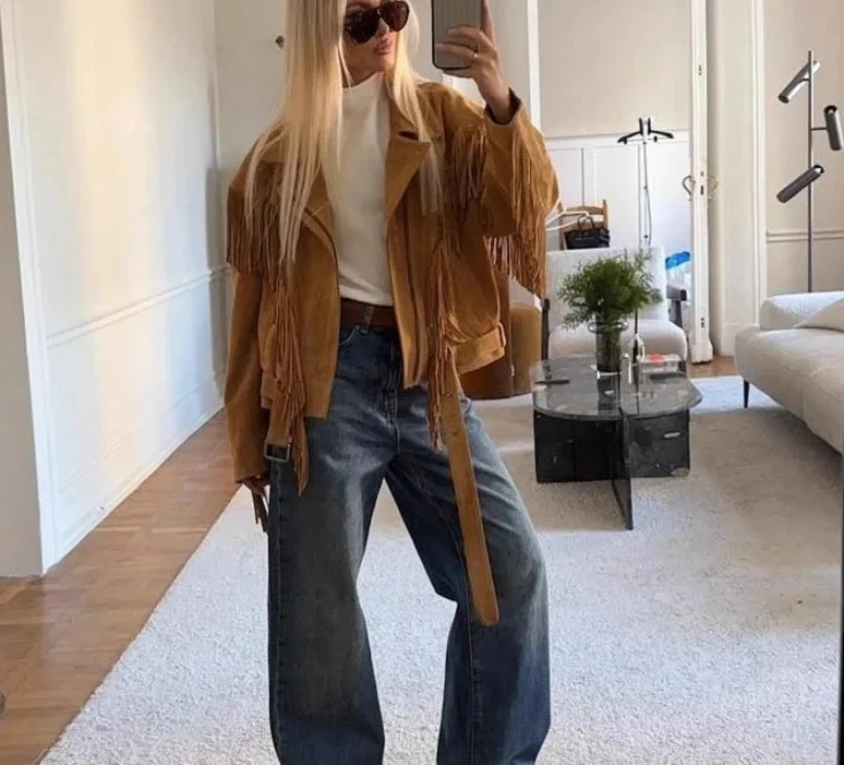 

Button Leather Jacket Women Short Coat Loose Long Sleeve Suit Collar Jacket New