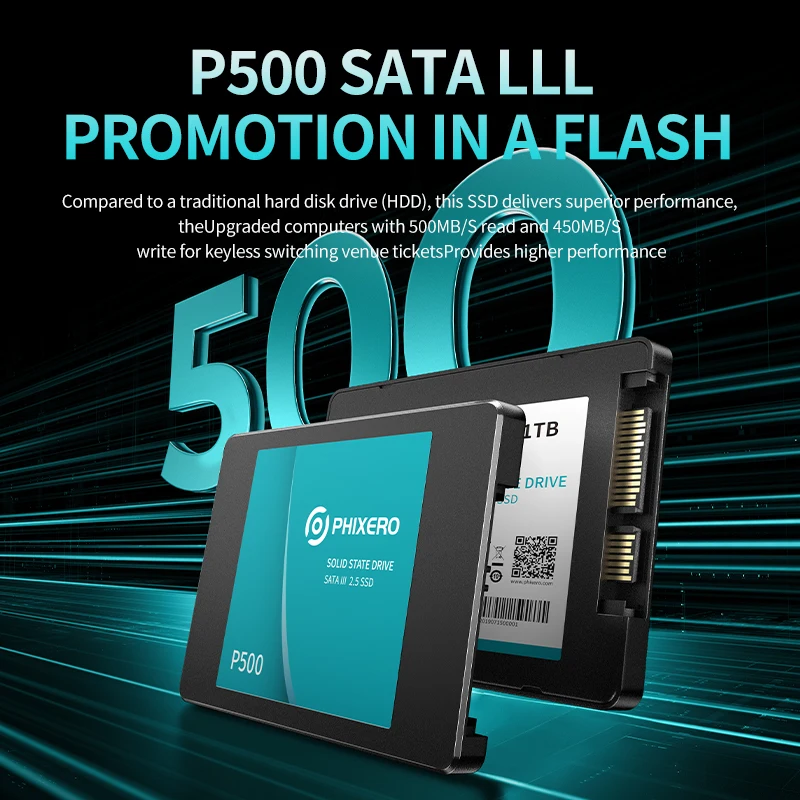 PHIXERO SATA III SSD HDD 2.5인치 내장형 솔리드 스테이트 드라이브 3D NAND 128GB 256GB 512GB 1TB 2TB 4TB PC 노트북 데스크탑 업그레이드용