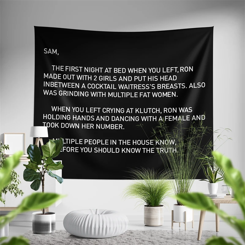 Aertemisi Sam's Note Jersey Shore Anonymous Letter to Sammi Tapestry Wall Hanging Art for Bedroom Living Room College Dorm Party