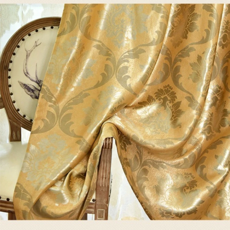Custom Size Thickened European Cationic Jacquard Engineering Curtain Fabric for Living Dining Room Bedroom Full Blackout 창문커텐