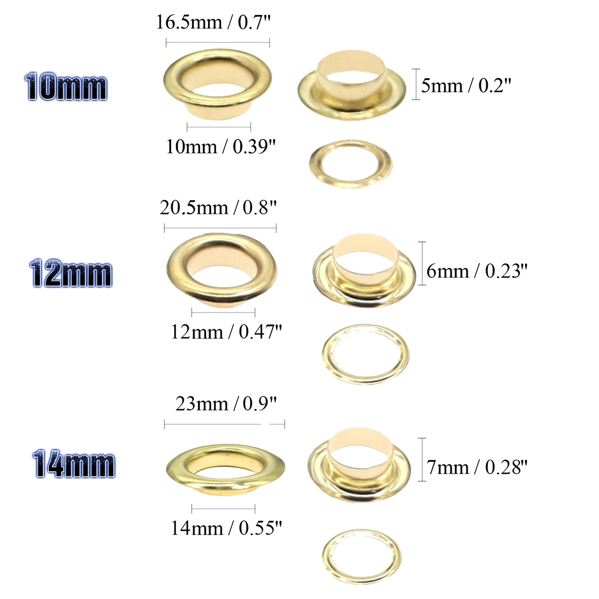 30sets/pack(Outer diameter)22mm (internal)14mm (high)4.5mm metal grommets gold Blank holder eyelet 12mm eyelet