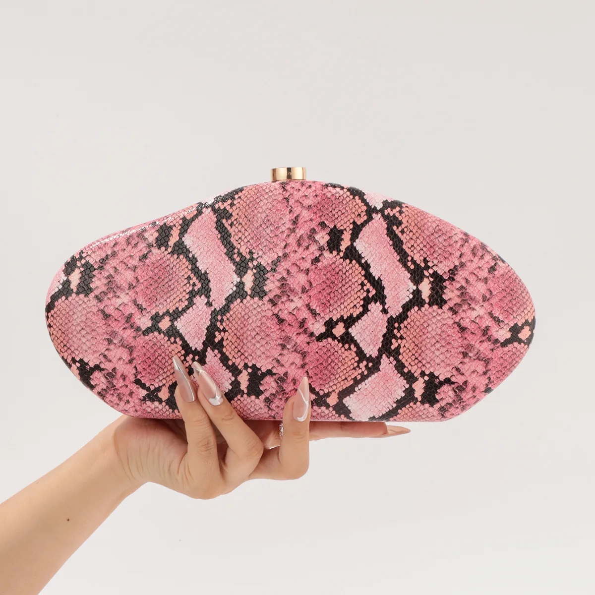 

Snake Pattern Women Clutch Bag Soft Pu Leather Lady Evening Bags Trend Party Girl Shell Pink Bag Fashion Printing Clutches Purse