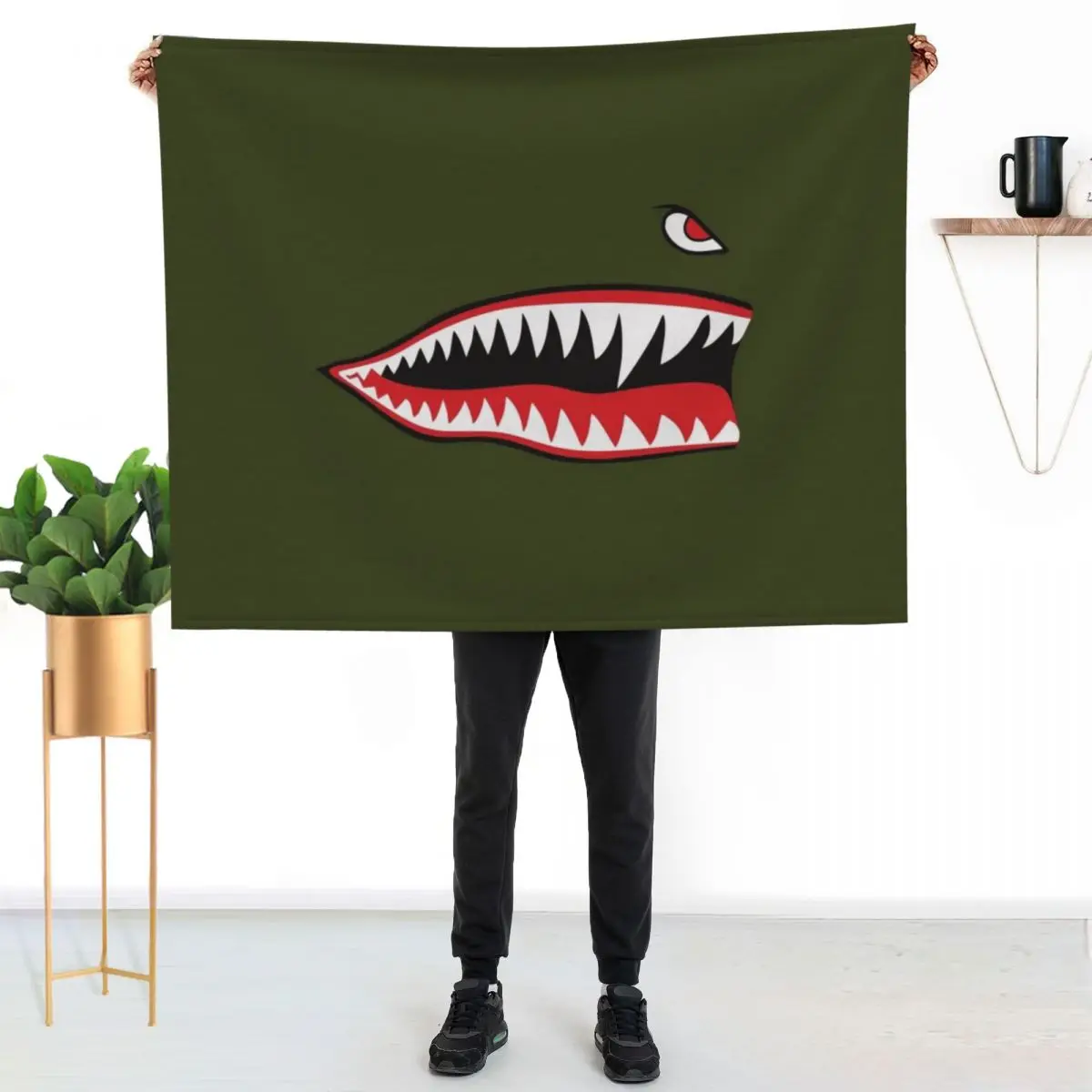 Flying Tigers Nose Warhawk Throw Blanket Cute Plaid Soft Plaid manga blankets ands Summer Beddings Custom Blankets