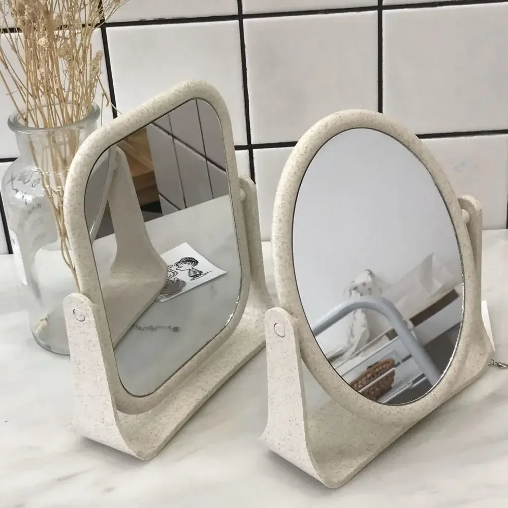 

Foldable Desktop Makeup Mirror 360 Degree Rotating Double Sided Princess Mirror Portable With Stand Square Round Mirror Home