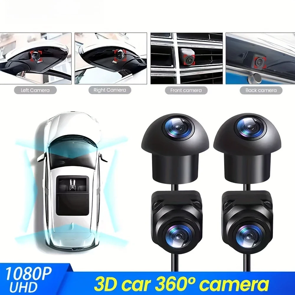 360° Surround Bird View, Four Way Left/Right/Front/Rear Camera, AHD 1080P/720P, Universally Applicable with Android Car Stereo