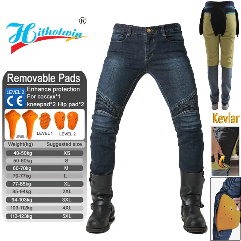 Kevlar Motorcycle Jeans Men Motocross Protective Pants Aramid Sports Racing Riding Gear Spring Autumn