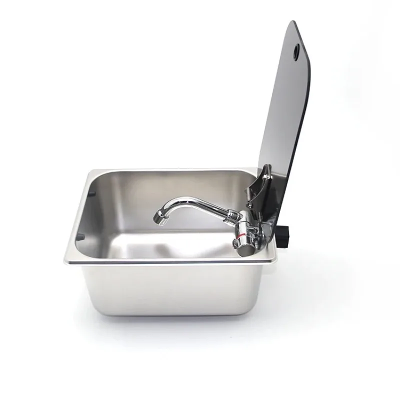 RV water basin self-trailer modification RV accessories 304 stainless steel vegetable basin with lid