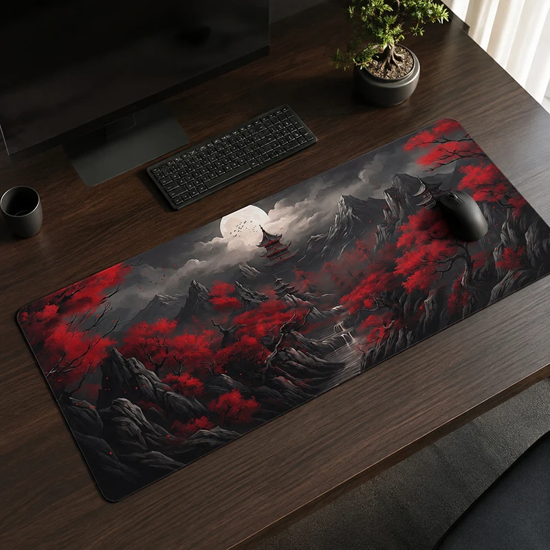 Mouse Pad Red Maple Moon Valley Gamer XL HD Large Home Mousepad XXL Playmat Natural Rubber Non-Slip Office Laptop Mice Pad