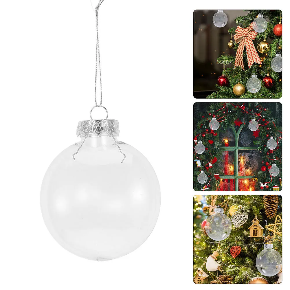 

24pcs Christmas Decoration Balls Clear Flat Oval Plastic Ornaments Fillable Hanging Discs For Tree Window Table Craft Diy Home