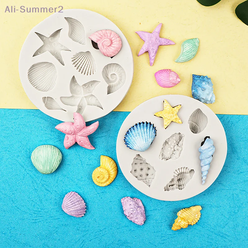 3Pcs Marine Theme Silicone Mold Seashell Conch Starfish Baking Molds For DIY Cake Fondant Decoration Chocolate Candy Soap Mold