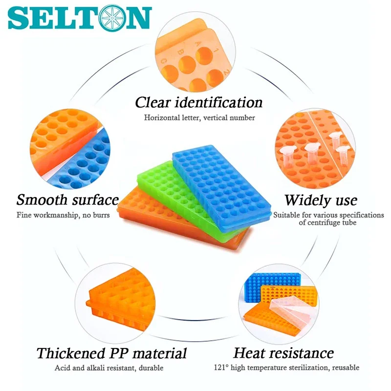 1 pièces support de tubes support de tubes à microcentrifuger plaque Double face support de tuyaux centrifuges pour 0.5ml 2ml tuyau centrifuge 60 trous