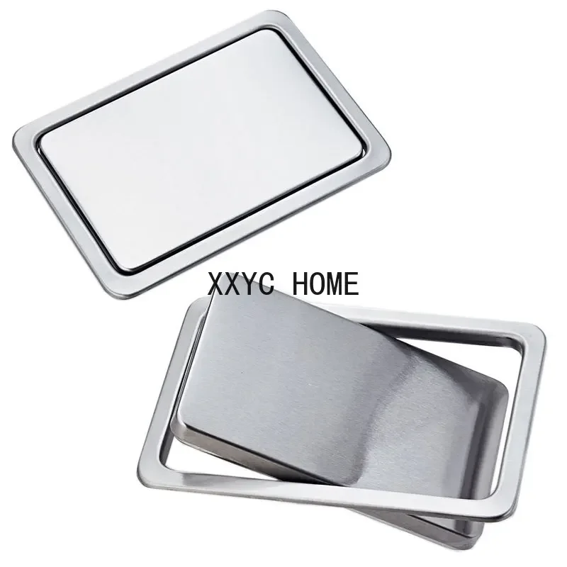 Stainless Steel Recessed Built-in Balance Swing Flap Lid Cover Trash Bin Garbage Can Kitchen Counter Top