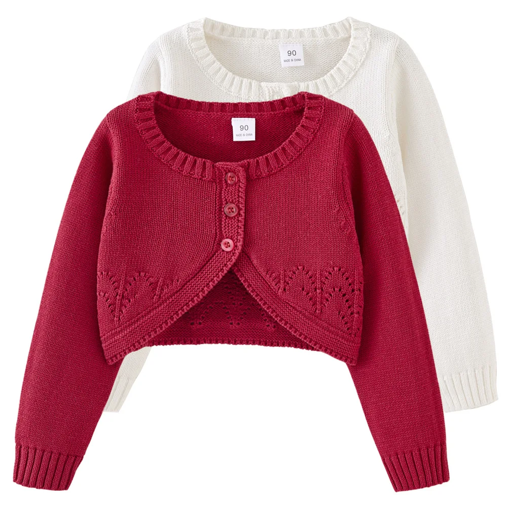 

new delivery Long sleeve knitwear cardigan sweater young girl shawl 100%cotton spring autumn coat solid clothes 90-160 3-10y