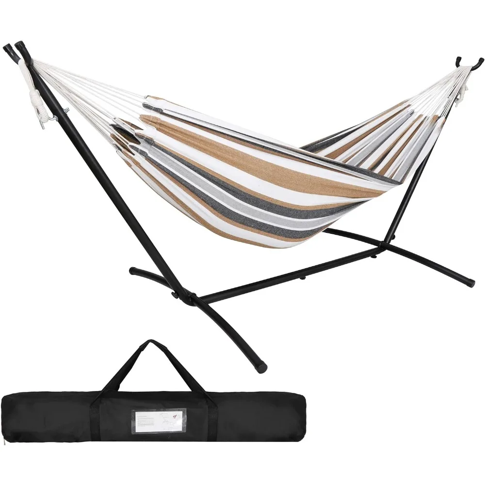 

Portable 2 Person Hammock with 9FT Hammock Stand, 620 LBS Capacity Adjustable Hammock Bed with Space Saving Carrying