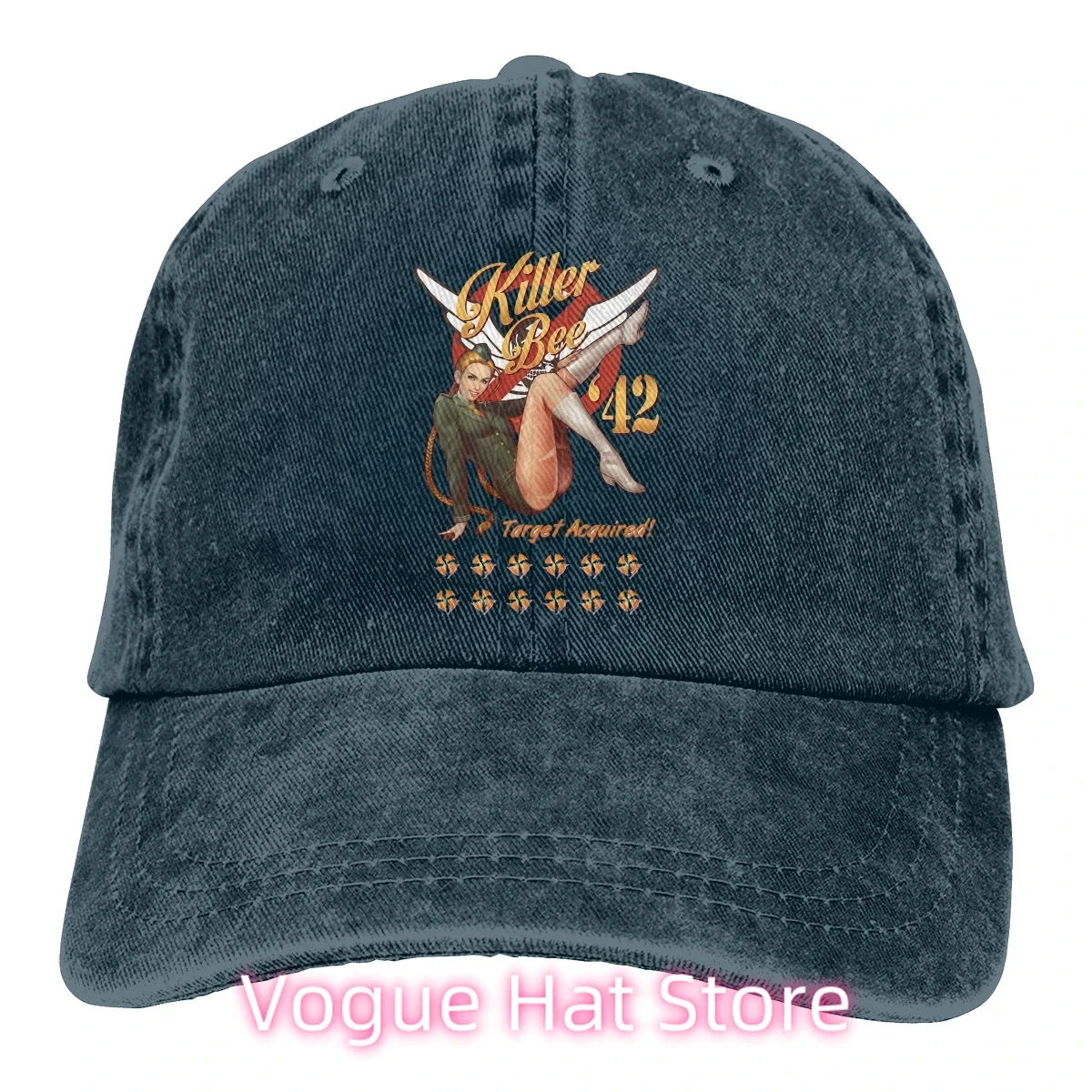 Killer Bee Pin Up The Baseball Cap Peaked capt Sport Unisex Outdoor Custom ww2 WWII World War 2 Hats