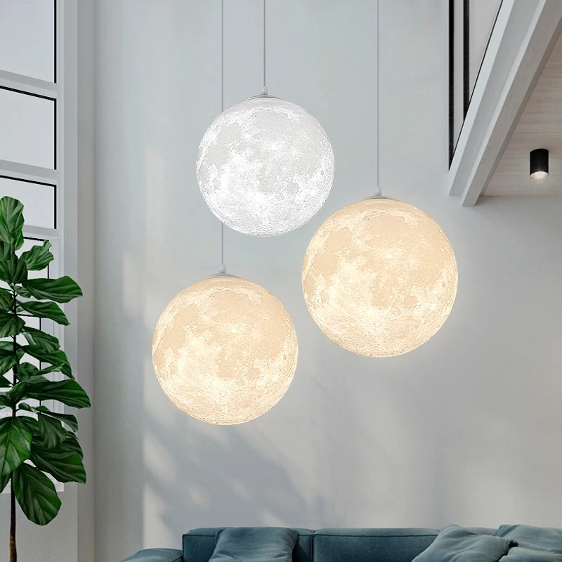 Nordic Ceiling Chandelire 3D Printing Moon Light Children\'s Room Bedroom Kitchen Pendant Lamp Indoor Decor Planet Small Chandeli