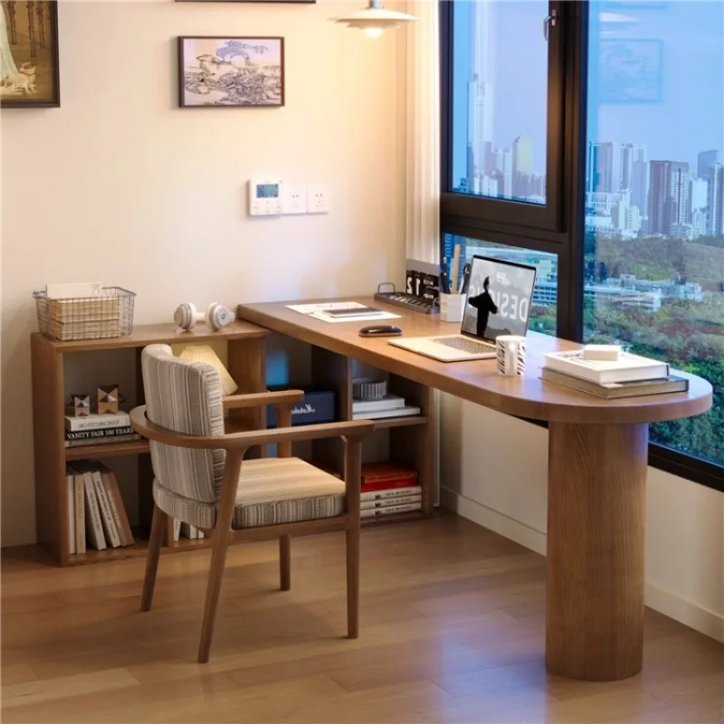 Quarto contra a parede com armário Mesa de canto de madeira maciça Mesa de estudo para estudantes Mesa de computador em forma de L de canto doméstico