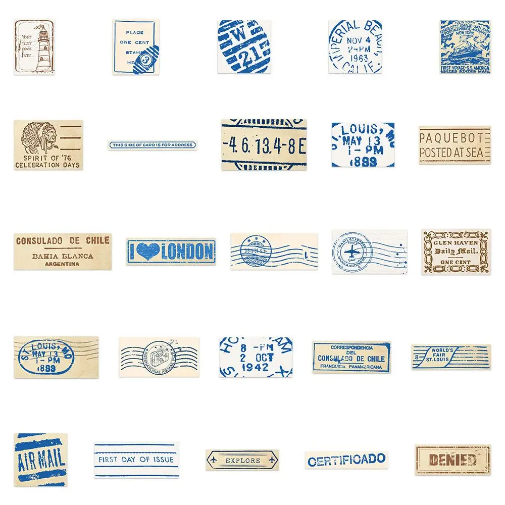 10/50pcs Mixed Postmark Stamp Stickers Vintage Travel Decals DIY Skateboard Guitar Motorcycle Luggage Waterproof Cool Sticker