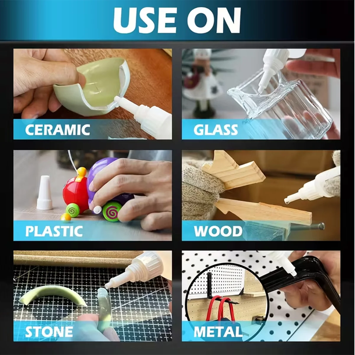 20 g schnell trocknender Sofortkleber, schnell klebender Cyanacrylat-Superkleber, Kunststoff/Keramik/Glas-Reparaturkleber, Mehrzweck-Kleberwerkzeug