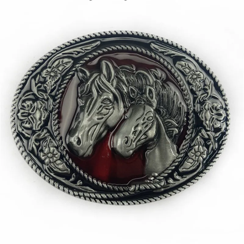 

Джинсовая пряжка из цинкового сплава с двойной лошадью в стиле вестерн, повседневная пряжка ремня в стиле ретро